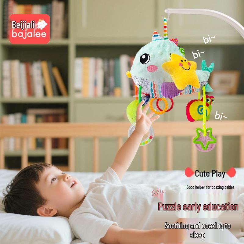 Вращающийся музыкальный мобиль для кроватки: Успокаивающая мягкая игрушка для младенцев 0-6 месяцев Whale Pull Music
