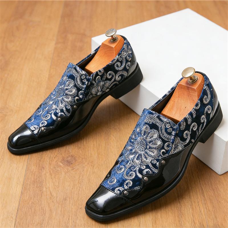 Módní Nové Pánské Špičaté Nýtované Sequin Slip-on Boty Britský Gentleman Punk Svatba Homecoming Pánské Tenisky