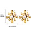 Fashion Exaggerated Starfish Flower Earrings Women's K Gold Plated Stainless Steel Gold Plated Pearl Inlaid Oil Pressure Earrings