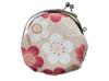 Uni Made In Futago Japanese Clasp Mini Wallet Plum (0218) Seni, Japan, Chirimen, Pattern, 2.5-inch [Modern Blossom/Pink]