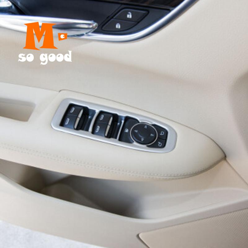 Für Cadillac XT5 2016 17 18 19 Autotür-Fenster-Glas-Lift-Control-Switch-Panel-Abdeckung Trim-Aufkleber Zubehör ABS Chrom