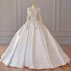 Elegant Long Sleeve French-Style Luxury Wedding Dress 2026 Deep V Neck Full Train Bridal Gown Plus Size Bride