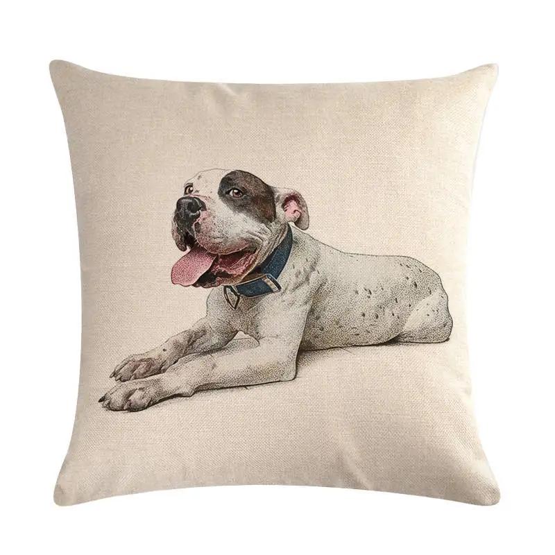 Cute Puppy Head Series Linen Pillow Case Seat Sofa Bedroom Cushion Cover Home Decoration Pillowcase 45*45Cm