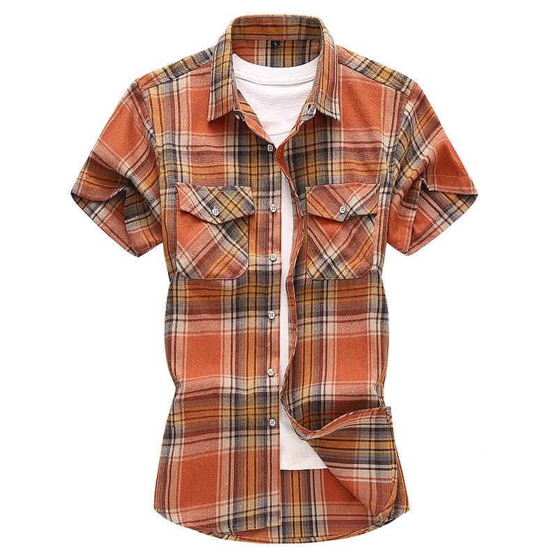 2026 Men's Plaid Casual Short Sleeve Shirt with Double Pockets - Summer Fashion, Large Size