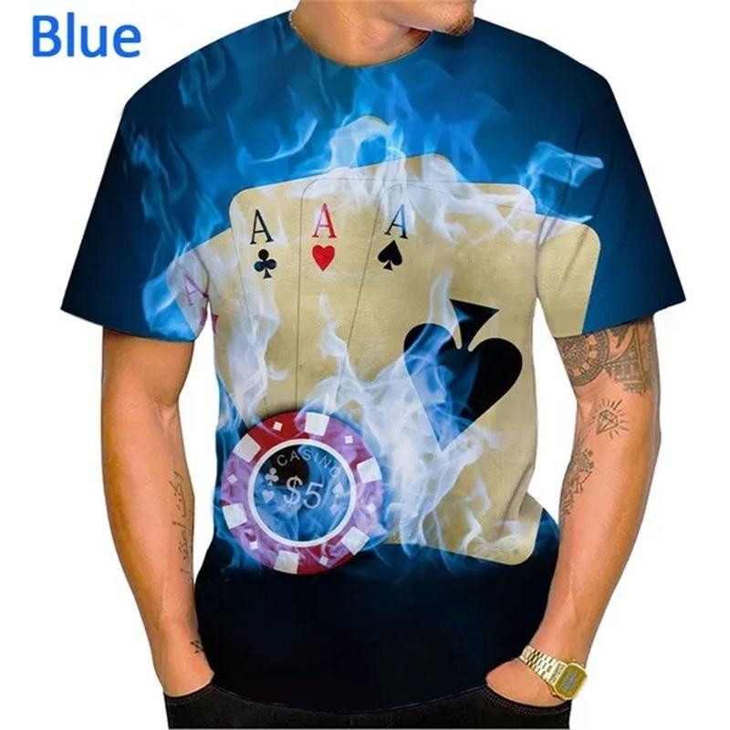 3D Print Playing Cards Pattern T-Shirts Personality Casual Round Neck Short Sleeves Hip Hop Men's T-shirts