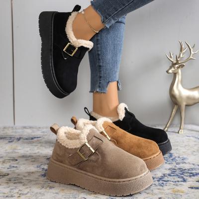 Moteriški platūs platforminiai sniego batai, didinantys aukštį pliušiniai klumpės, žieminiai šilti Birkenstocks didmeninė prekyba moterims