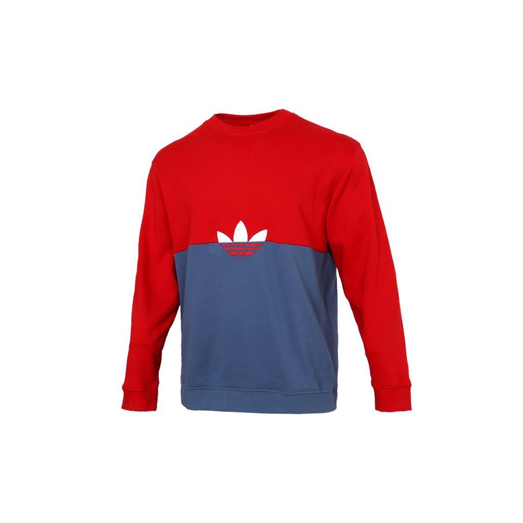Adidas Originals Trefoil Slice Trf Crew Sweatshirt with Logo Print & Colorblock Design Men Sweatshirt Blue Red GN3448