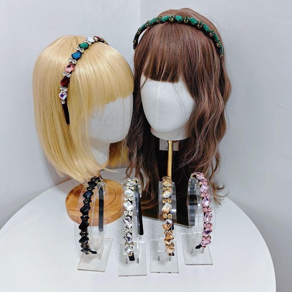 Glamorous Retro Rhinestone Headbands Elegant Sparkling Crystal Hairbands Narrow Hair Hoop for Women