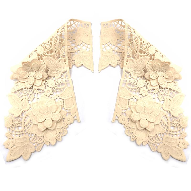 Water Soluble Lace Hollow Embroidery Shoulder Flower Doll Collar Lace Accessories Leaf Pattern Three-Dimensional Hollow Applique Fake Collar