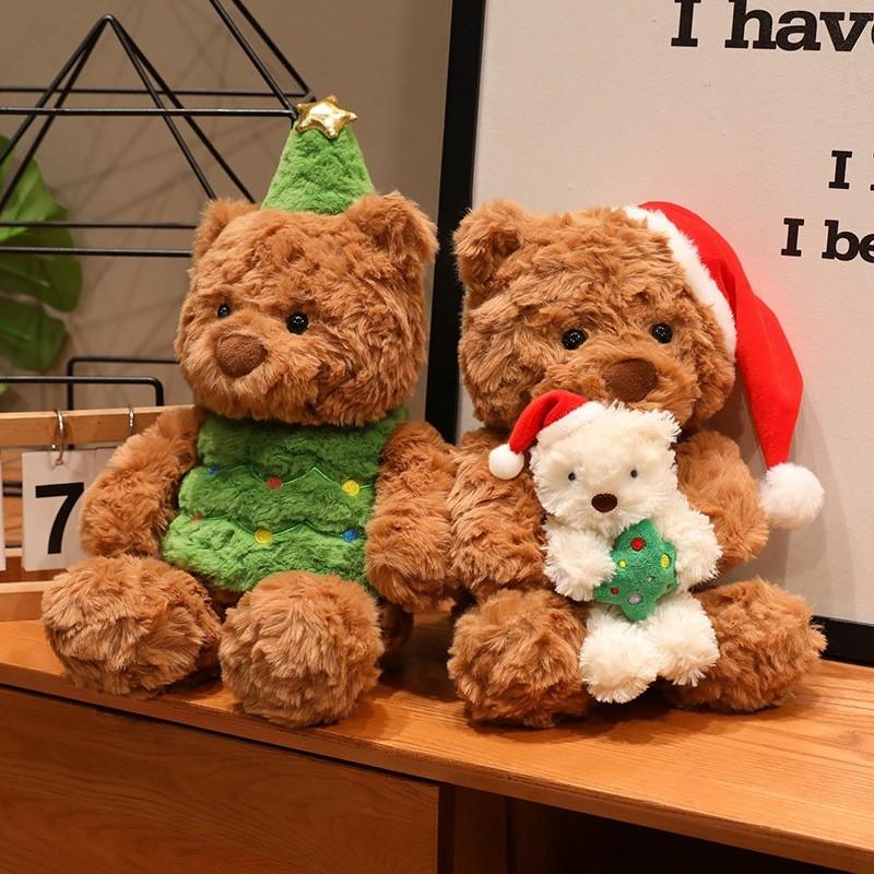 Christmas Teddy Bear Plush Toy With Dress For Holiday Decor Gift For Kids And Adults