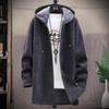 Autumn and Winter Plus Size Men's Thickened Padded Hooded Medium-length Loose Jacket Casual Comfortable Knitted Cardigan Outerwear