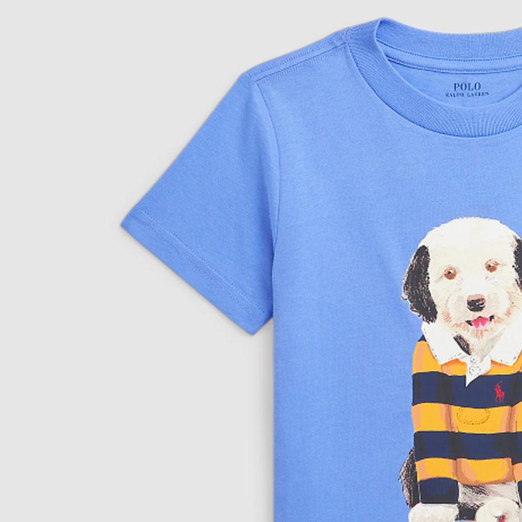 Polo Ralph Lauren Ss24 Letter Animal Print Crew Neck Casual Short Sleeve T-Shirt Kids Tops Harbor-Island-Blue CWPOTSHB8020824-430