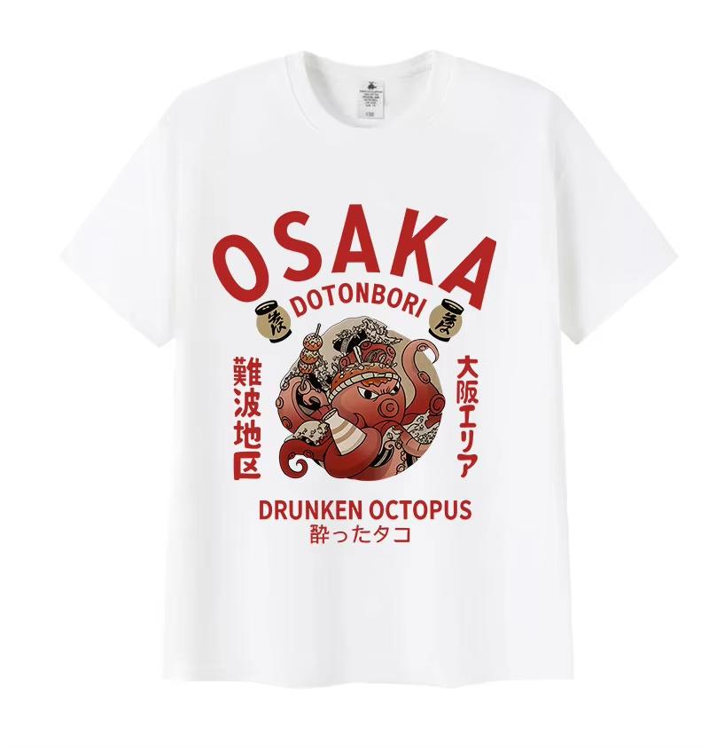 Vintage Osaka Dotonbori Funny Graphic TShirt 90s Japanese Drunken Octopus Harajuku Tshirts Men Women Cotton T Shirt