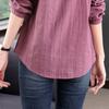 Large Size Women's Shirt Long Sleeved Top Women's Loose Spring Mid Length Solid Color T-shirt