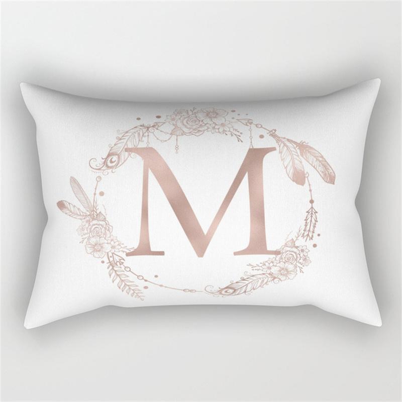 30x50cm English Alphabet A-Z Letter Print Pillowcase Custom Polyester Short PLush Line Sofa Room Home Decoration Cushion Cover