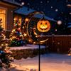Fall Yard Stake Lights Solar Metal Set of 2 with Moon Shape and Hanging Light for Outdoor Lawn Entry Display Near Porch Zones Daily