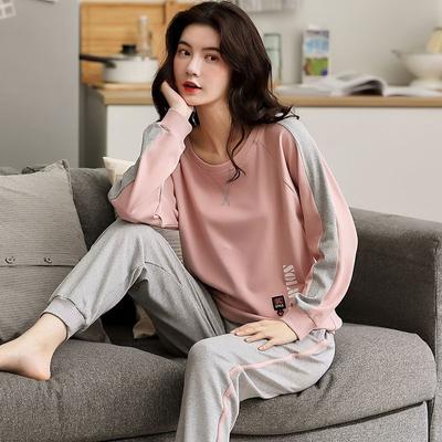 Kadın Uzun Kollu Pijama Takımları Bahar Sonbahar Spor Takımı Gecelik Rahat Bol Kış Ev Giyimi Büyük Beden M-4XL Kazak O Yaka Pamuk