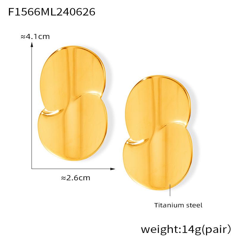 18k Gold Titanium Steel Minimalist Water Drop Curved Stud Earrings