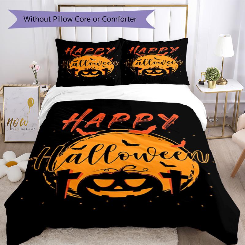 Halloween Bedding Set Breathable Duvet Cover with Pillowcases Decorative Bed Linen for Bedroom Home Decoration Birthday Gift
