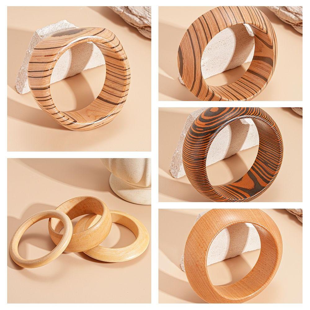 Minority Design Wood Wide Bangle Europe American Style Retro  Hand Ring  Gift
