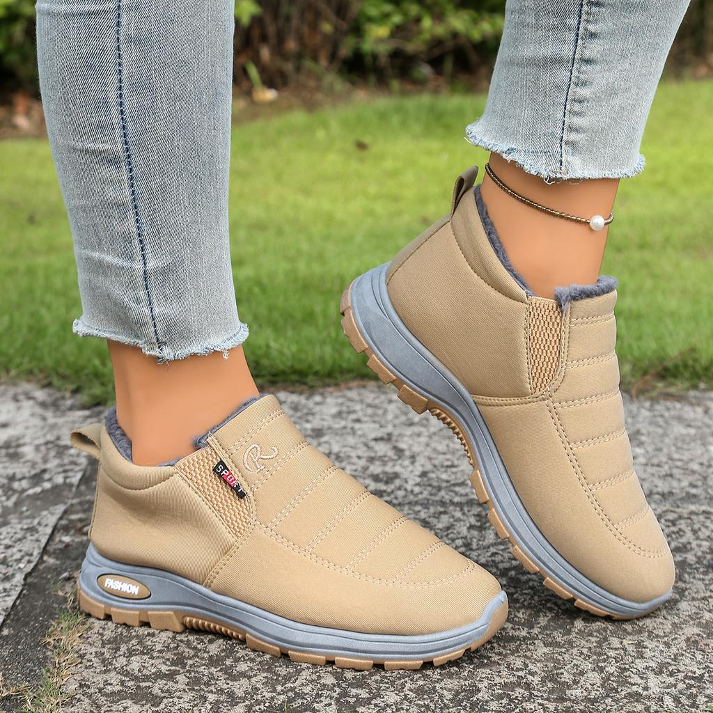 Zapatos de mujer, zapatillas deportivas de mujer, botas de forro polar y engrosadas, botas de nieve ligeras para mujer con suela blanda