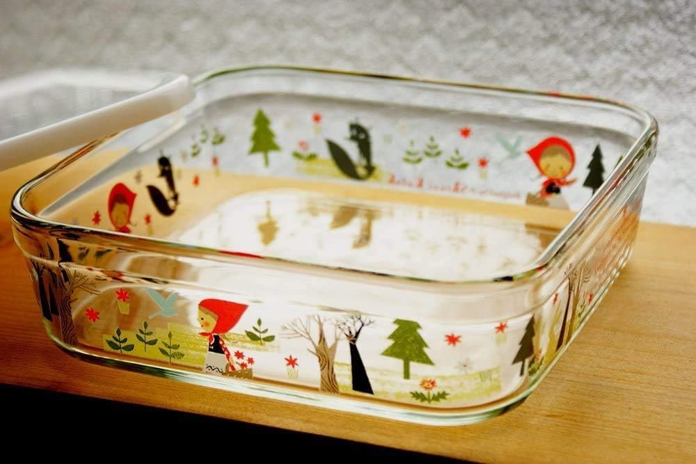 Iwaki Glass Storage Shinji Kato Precious Red Pack Heat-Resistant Container, Hood, Square, Large, 1.2L, & Microwave, B3248-SNA1