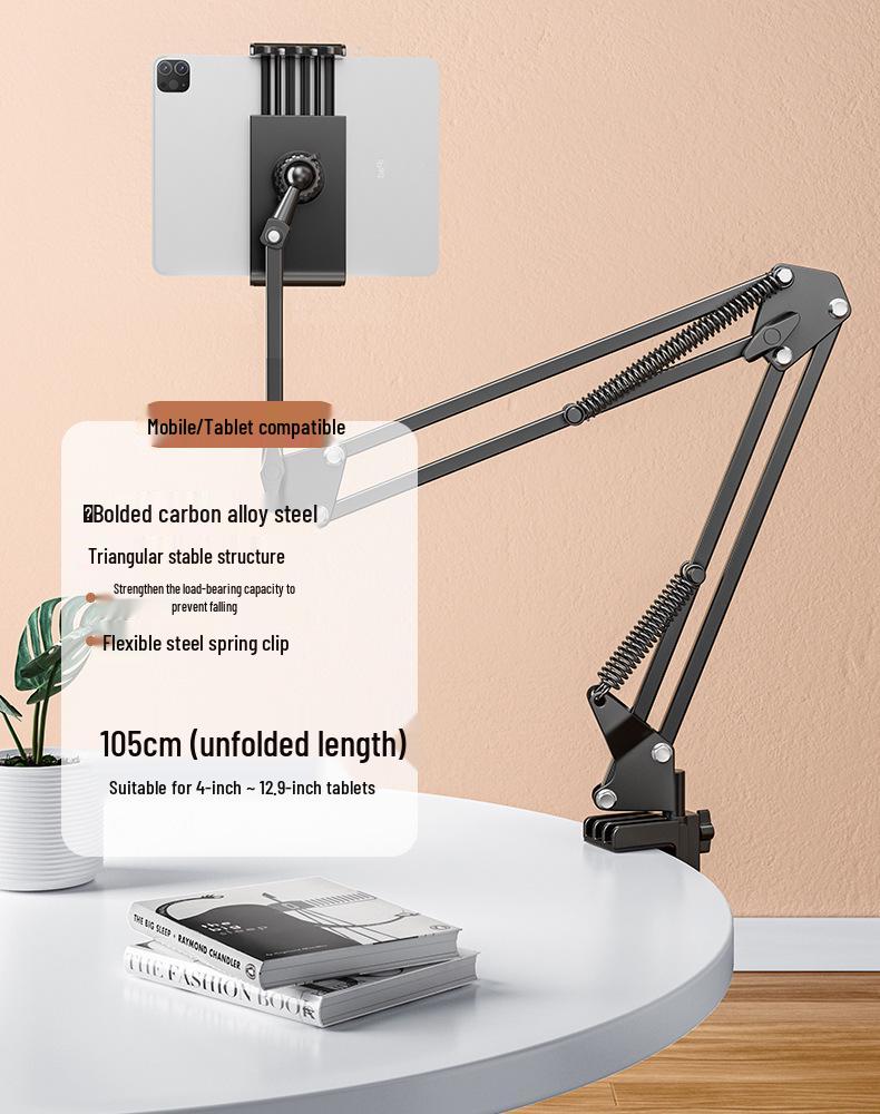 Suport Articulat Ajustabil pentru Telefon și Tabletă - Pliabil și cu Clip pentru Utilizare la Noptieră sau Birou