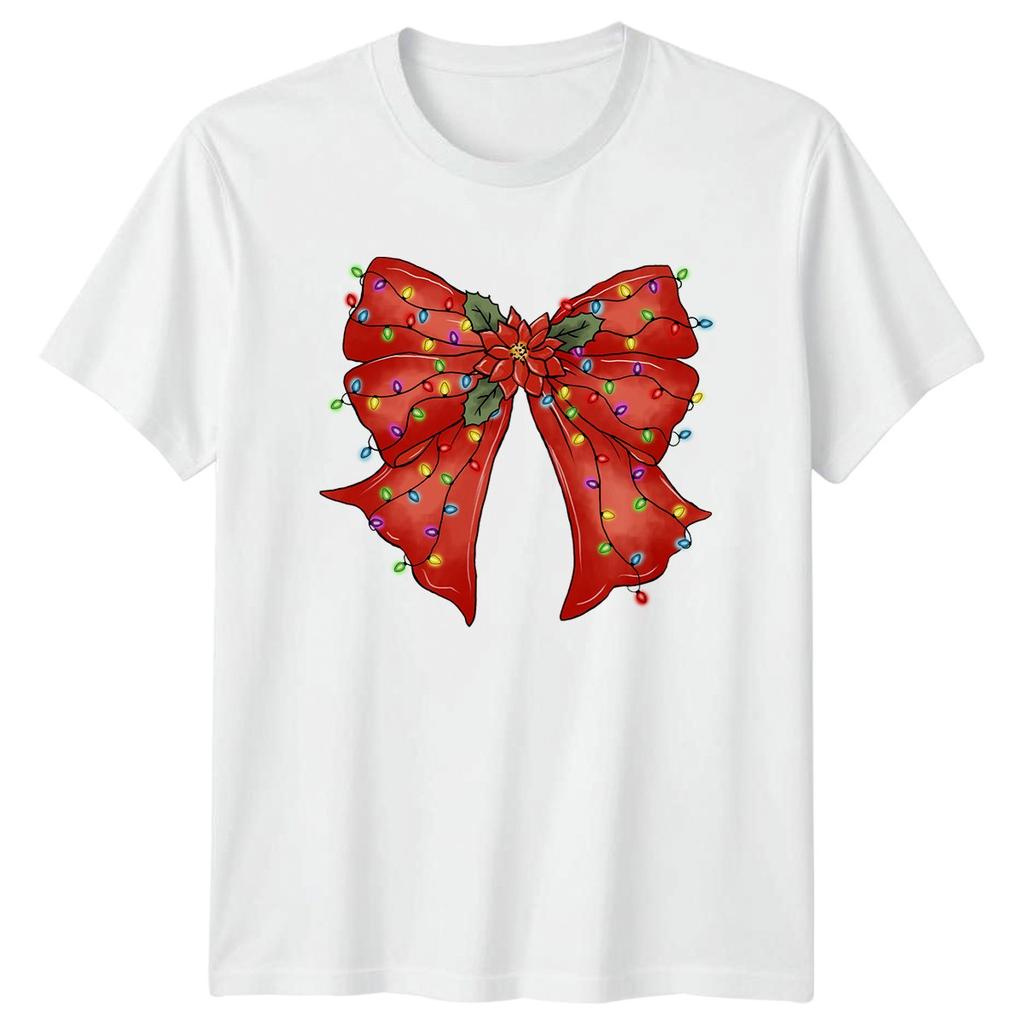 Christmas Bow Lights Holiday Unisexs TShirt Unisexs Tee Graphic Unisex Top