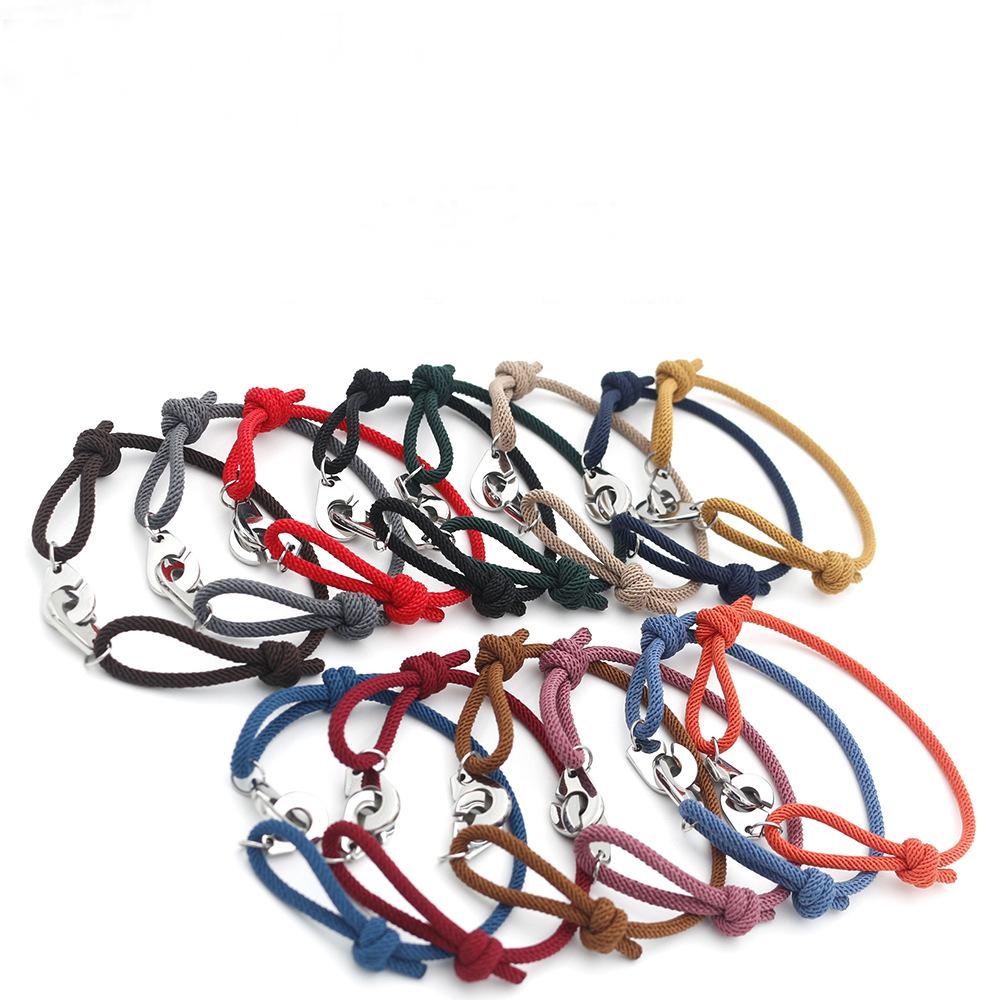 

Браслет-наручник из нержавеющей стали 316, регулируемый, плетеный из веревки, браслет для пары