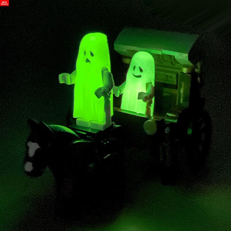 

MOC Bricks MOC0033 Cry Smile Ghost Carriage Cart Darkness Luminous Scene Horse Battle DIY Educational Building Blocks Boys Toy