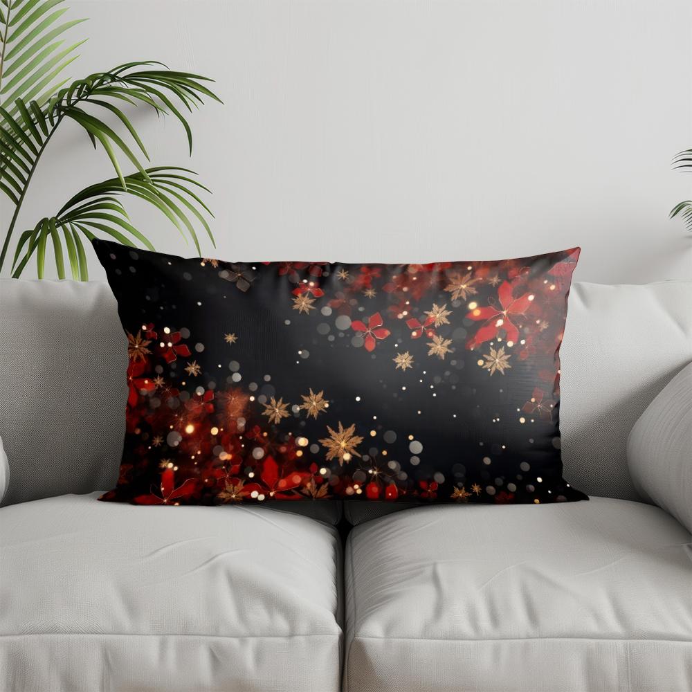Home Decor Christmas Stars and Snowflakes Pillow Suitable For Sofa Bedroom Car Pillow Cover Cushion Rectangular Back Cushion