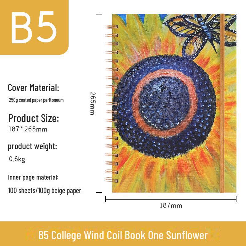 A5I High-Value Student Oil Painting Notebook: B5 Side-Flip with Horizontal Lines and Blank Pages