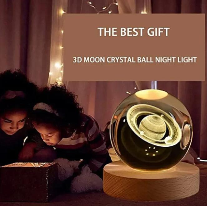 USB LED Night Light Galaxy Crystal Ball Lamp Planet Moon Lamp Home Decoration Gift With Switch