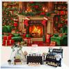 1Pcs Christmas Fireplace Gift Stocking Polyester Decoration Background Winter Backdrop Decorations For Photo Studio Photo Booth