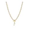 Freshwater pearl necklace slightly inlaid zircon bow French retro collarbone chain copper bead design sense necklace accessories women's accessories