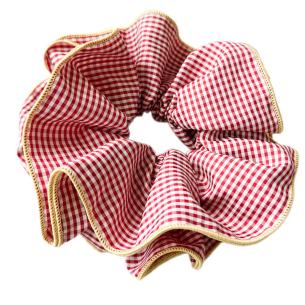 Fashionable Plaid Ruffles Double Layer Scrunchies for Women Retro Korean Oversized Pleated Hair Ties Hair Decoration