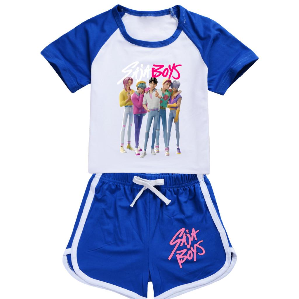 4986 Kids Girls Sajaboys POP Rumi Zoey Mira Print T-shirt Shorts Sport Tracksuit Clothes Set