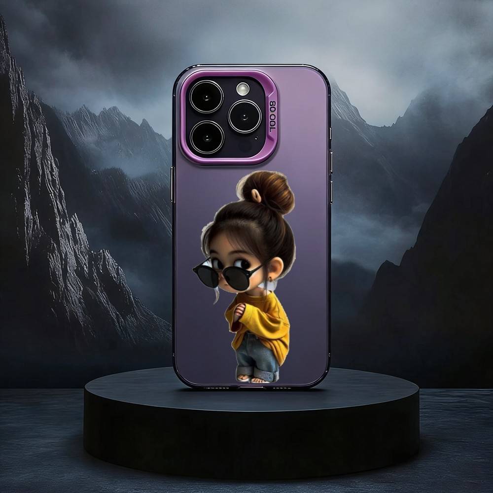 C-Cartoon Cute Baby Girl Black Candy Silver Phone Case Phone Case For iPhone17,16,15,14,13,12,11 Plus,Pro Max