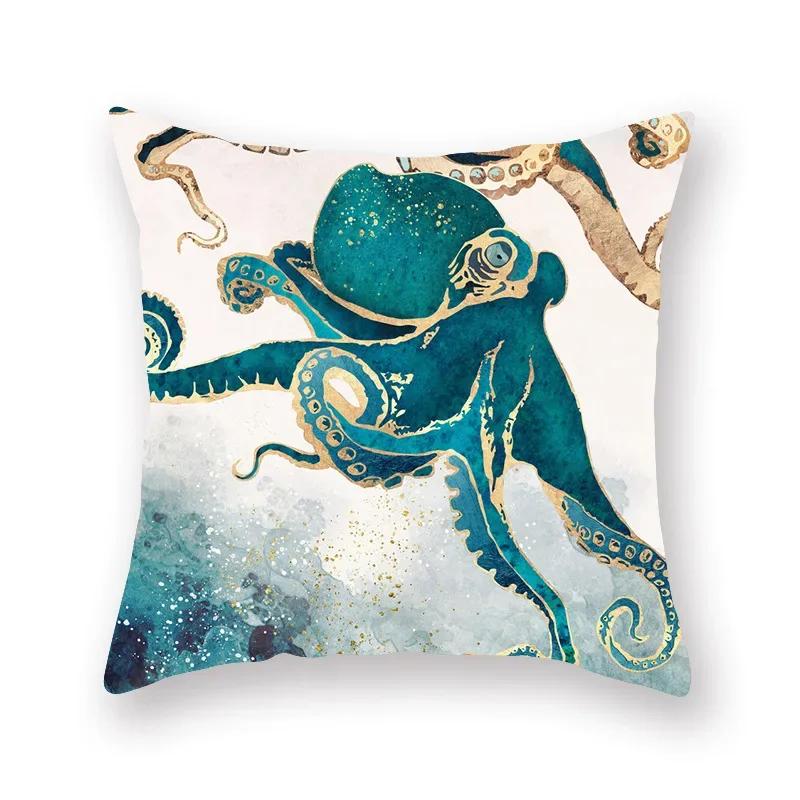 45x45cm Abstract Art Geometric Mountain Sunset Octopus Creative Pillow Cover Sofa Office Seat Cushion  Home Decoration
