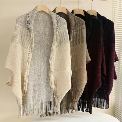 Damen Herbst/Winter Quasten-Schal - Gestrickter Schal & Umhang aus Kunstkaschmir