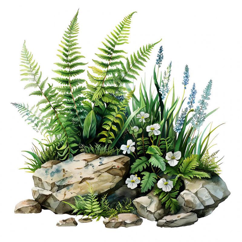 Fern Whisper Waterproof Toilet Stone Gap Sticker - Green Plants Removable Bathroom Decoration