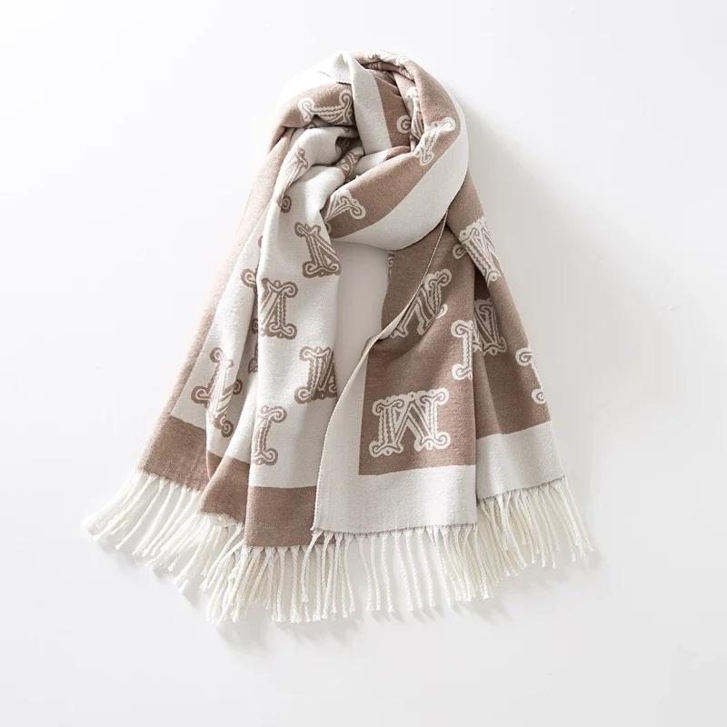 Fashion Luxury Jacquard Soft Covering Yarn Scarf Women Spring Autumn Long Shawl Wraps Winter Warm Neckerchief Double Sides