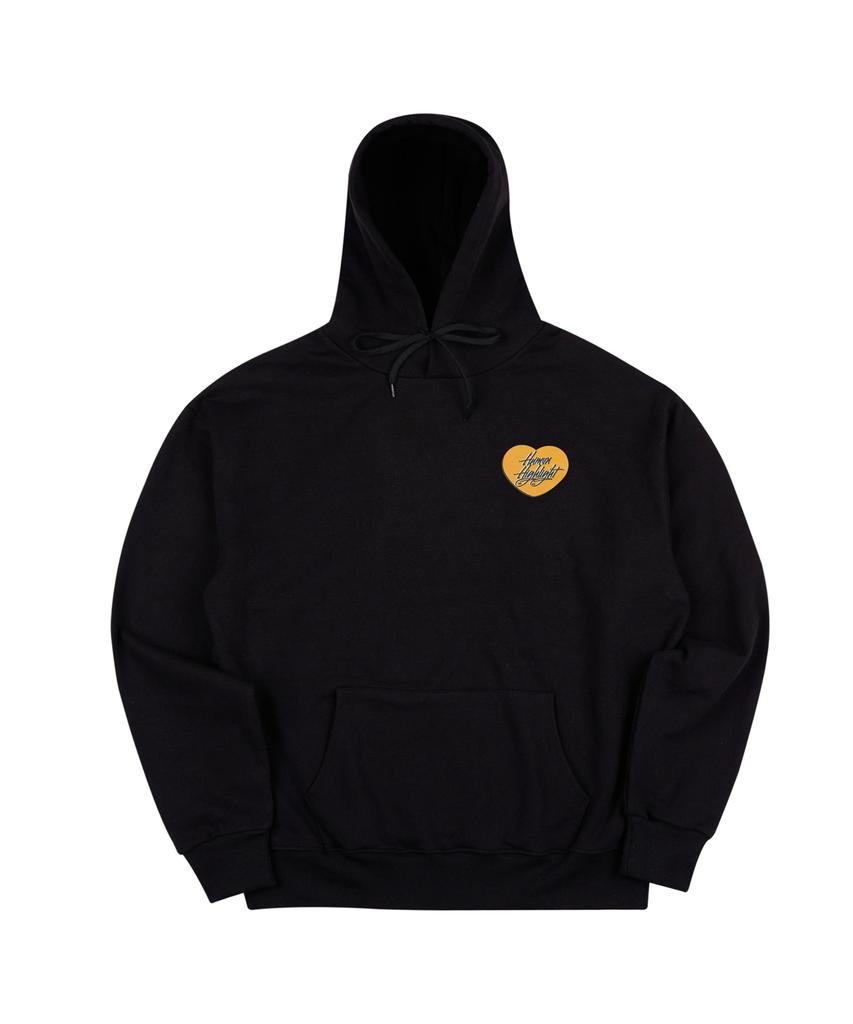 Human Highlight Small Heart Hoodie Black Yellow