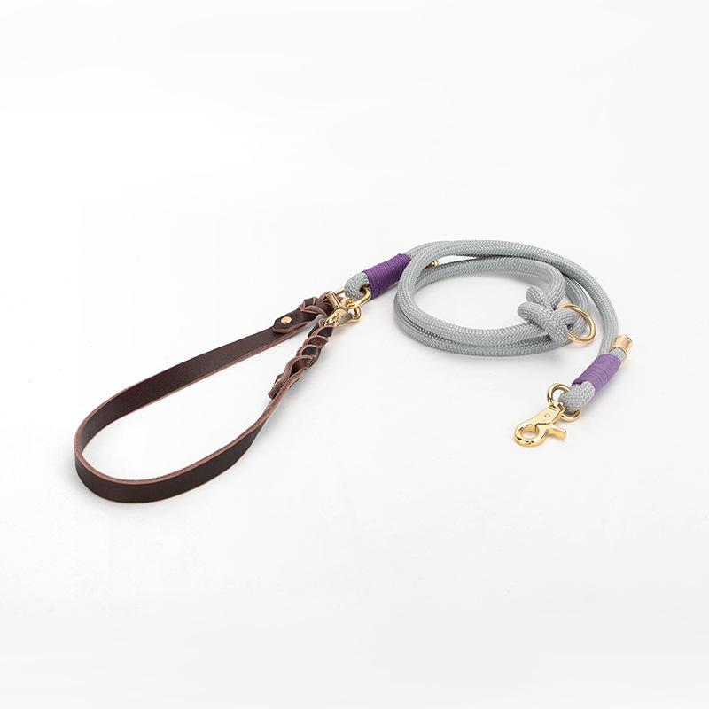 

Classic Multifunctional Dog Leash, Nylon P Rope with Strong Leather Handle Can Be Freely Adjusted In Position, for Medium and Large Dogs