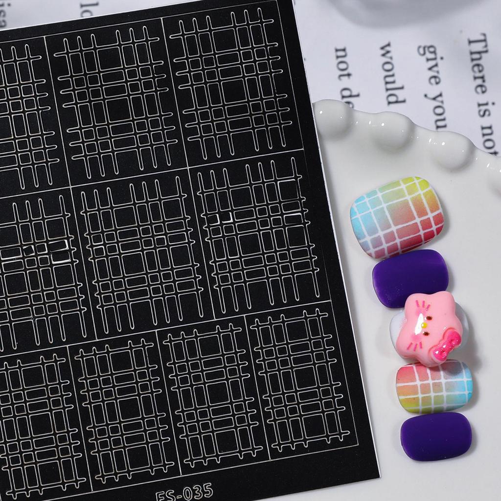 Rhombus Plaid Fish Scale Nail Art Stencil Stickers - Versatile DIY Hollow Template