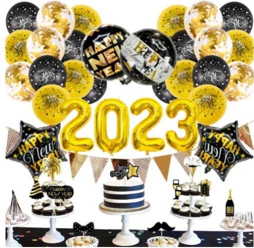 2025 Happy New Year Decorations Wine Bottle Foil Balloons Merry Christmas Decorations Party Confetti Air Ballons New Year EVE