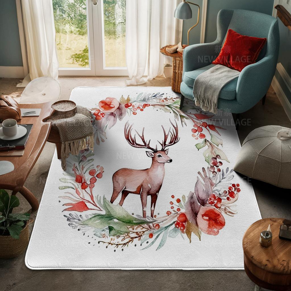 House Entrance Carpet Home Door Mat Living Room Bath Foot Bathroom Non-slip Water Absorption Rugs Bath Merry Christmas Winter