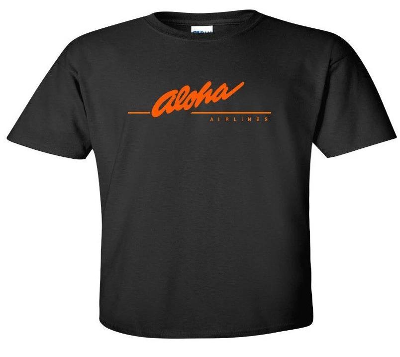 Aloha Airlines Red Vintage Logo Shirt Hawaiian Airline Black Cotton T-Shirt S