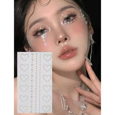 Boutique 38 Glitter Face Face Painting Sticker Cubic Makeup, 1 Piece, Pearl Heart