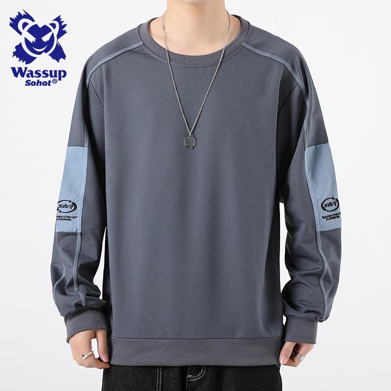 

Wassup Sohot Men s Color-Block Crewneck Sweatshirt 4XL